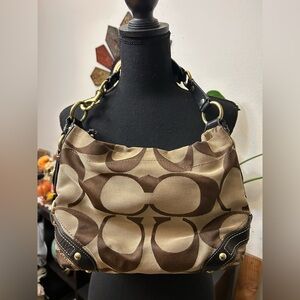 VTG Coach Carly Hobo Bag Brown Leather Brass Hardware Shoulder Purse Y2K